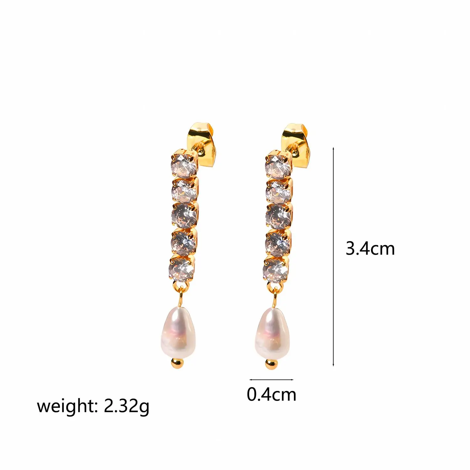 1 Pair Simple Retro Style Tassel Stainless Steel 18K Gold Plated Inlay Rhinestones Women's Stud Earrings h5 Picture2